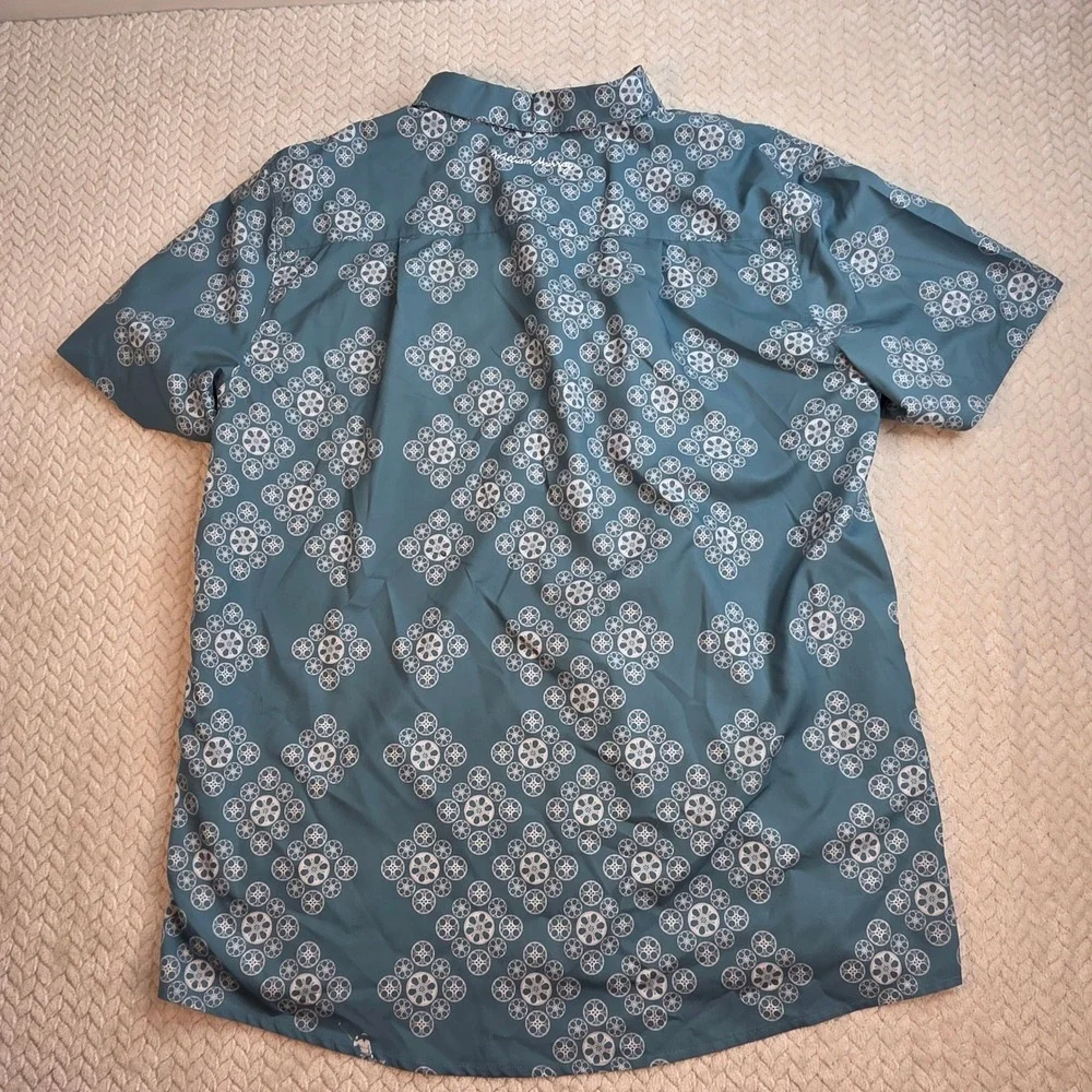 William Murray Golf Mens XXL Blue Movie Film Reel Print Short Sleeve Button Down